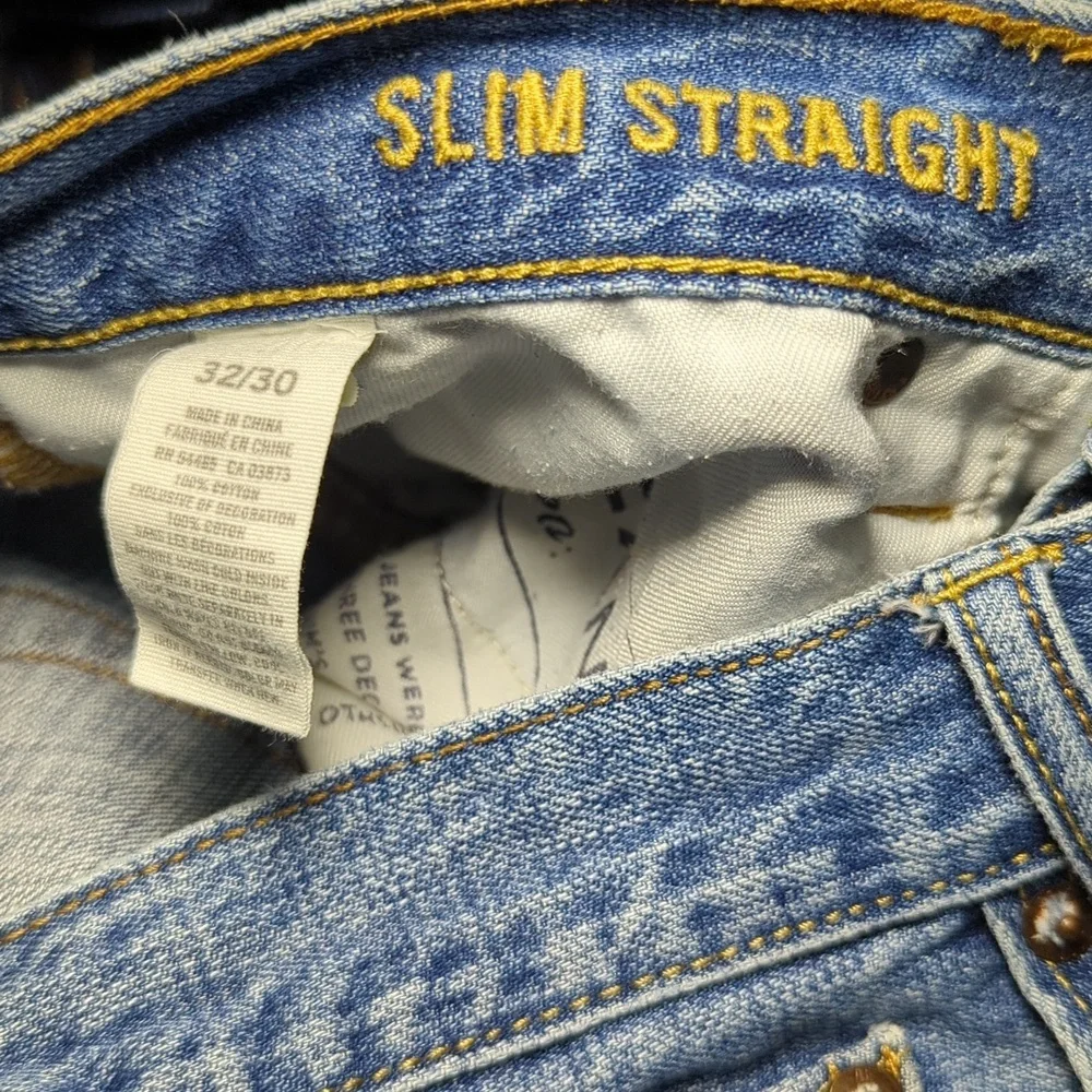 American Eagle Slim Straight Jeans Medium Wash 100% Cotton Men's Size 32x30